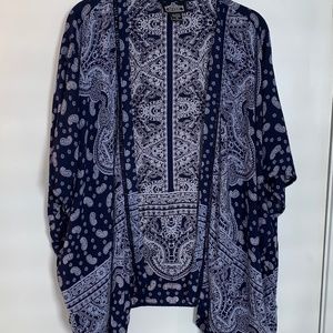 Angie Navy Blue Paisley Patterned Kimono Cardigan